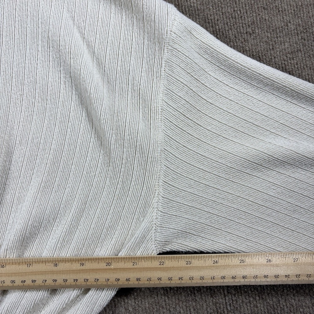 Zara Ribbed Knit Cropped Sweater White Cotton Crew Neck Lightweight Size M - Picture 6 of 6